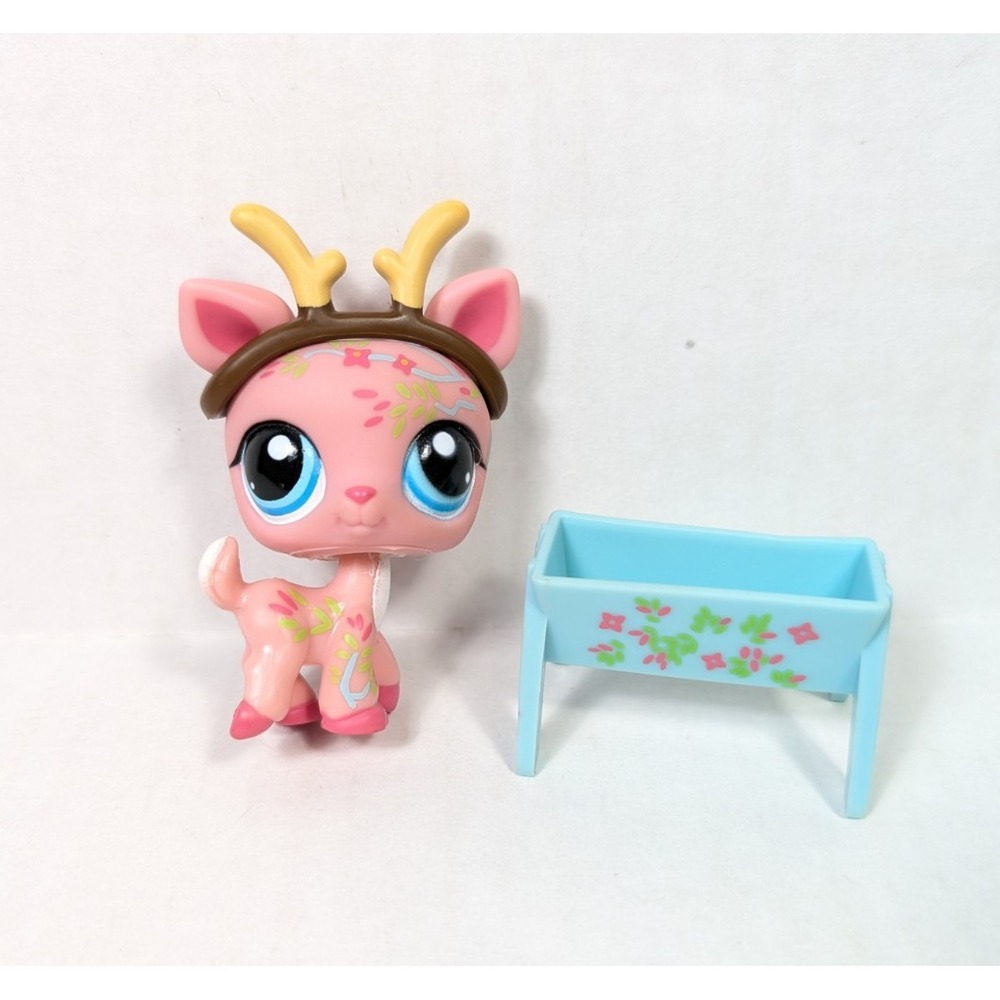 Authentic Littlest Pet Shop Postcard Pets #1356 Pink Deer Complete w Accessories